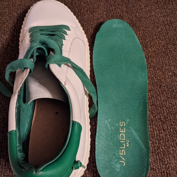J/Slides NYC green and white platform sneakers - Picture 10 of 12